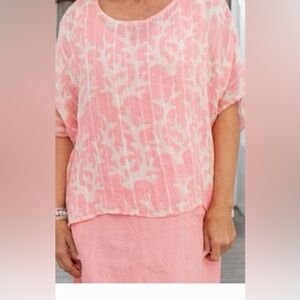 Kim Van Loo Coral Patterned Women's Top - O/S